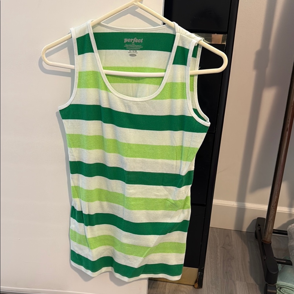 Old Navy Striped Green and White Women's Tank Top